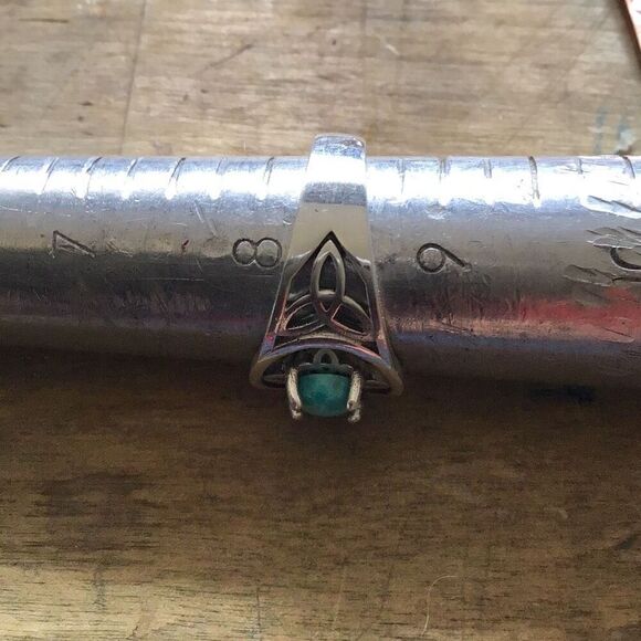 Ring, Turquoise and Sterling Silver Ring, Celtic Design, NEW, size 8.5, Handmade - Picture 9 of 9